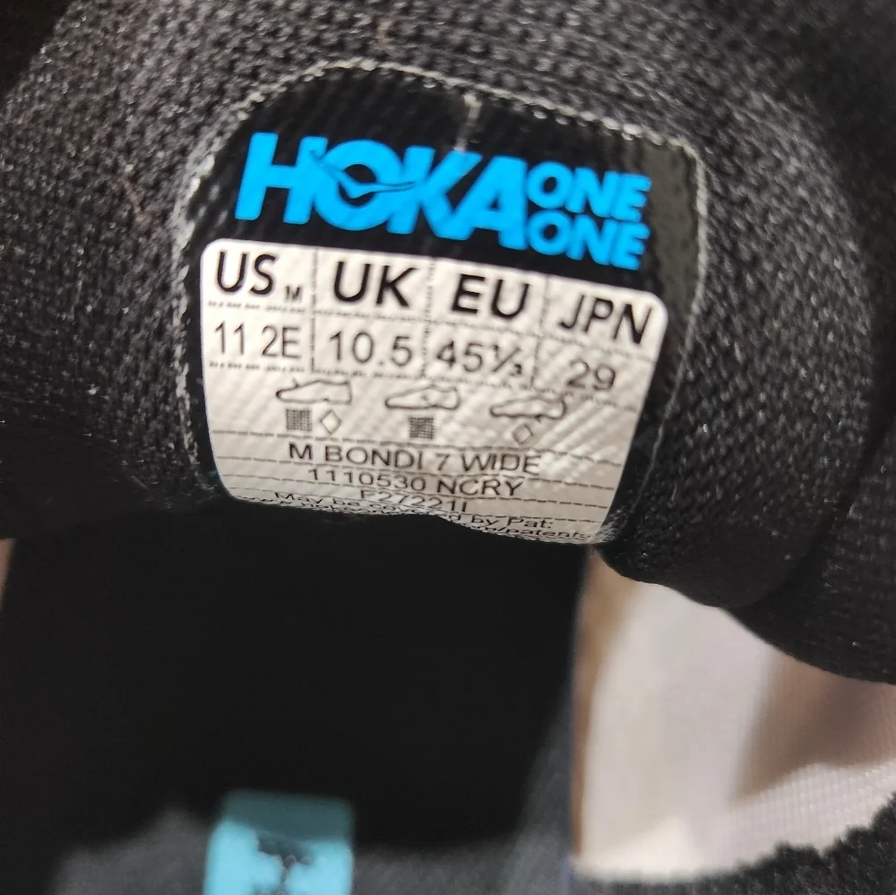 Hoka One One Bondi 7 1110530-NCRY Men's Size 11 2E gray